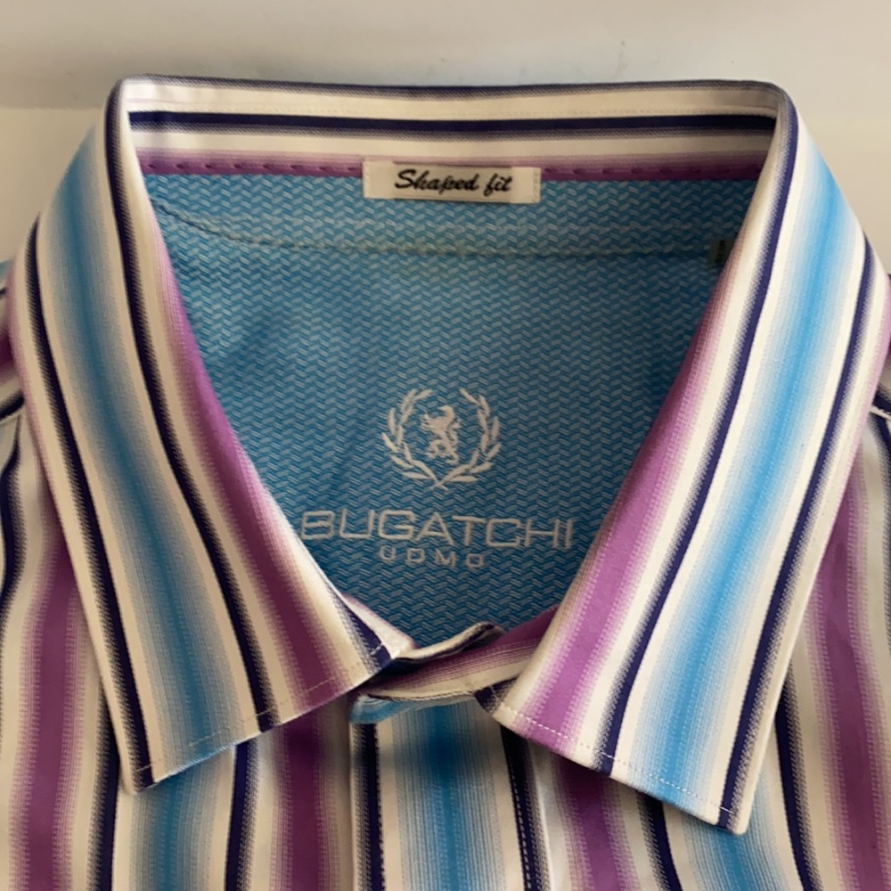 Bugatchi Uomo Men’s Striped Long Sleeve Button Up Shirt - Picture 2 of 4